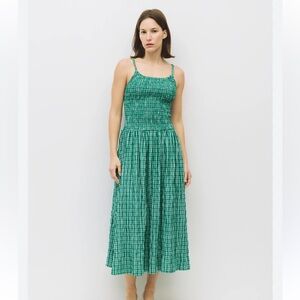 Bohme Green Midi Gingham Dress